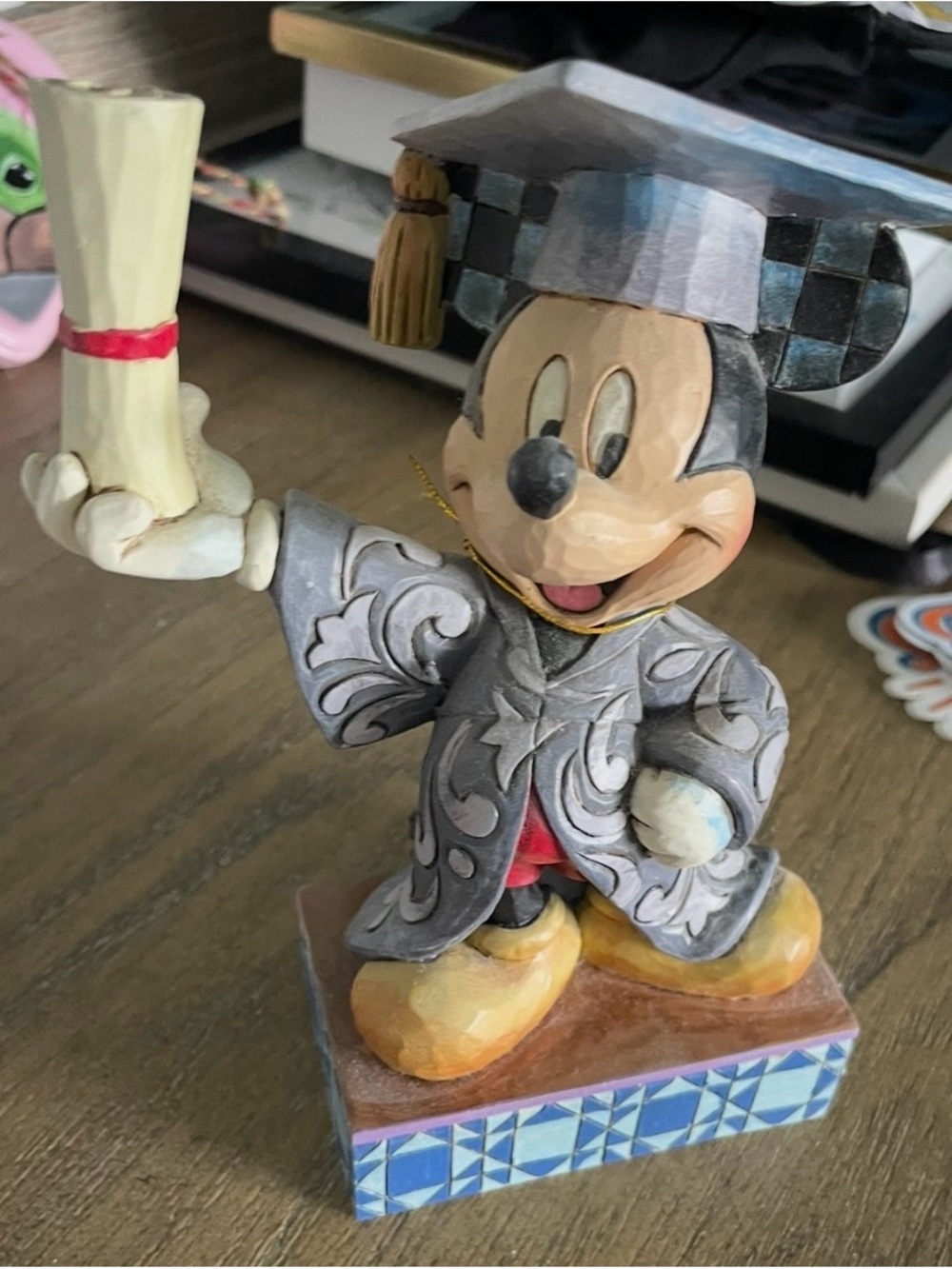 Jim Shore Disney Graduation Mickey Figurine in Gray and Yellow